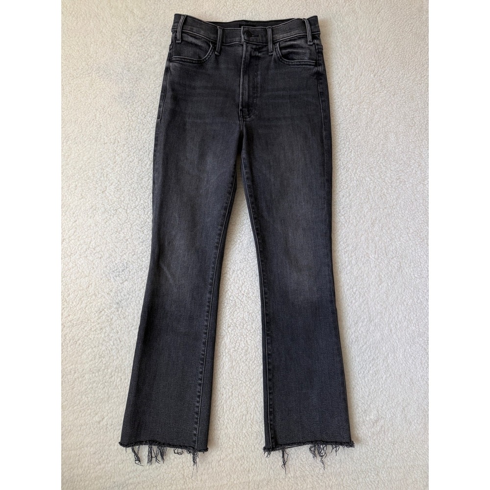 Mother The Hustler Ankle Fray Jeans Womens 26 Gray Charcoal Stretch